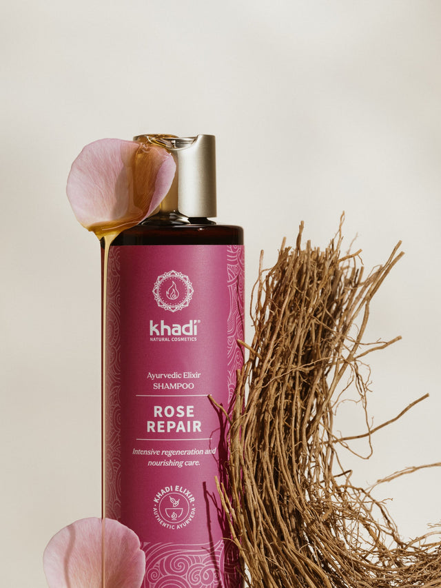 Image of Rose Repair Hair & Scalp Oil, back view by khadi