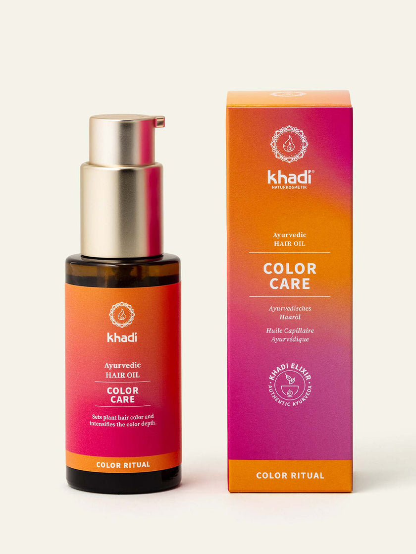 Packaging of the Color Care Hair Oil by khadi Color Ritual