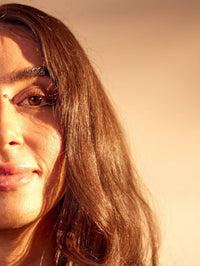 Image of a model after using Nut Brown plant based hair color by khadi