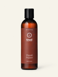 Front view of Khadi Pippali Pepper Body Wash – showcasing exotic and vibrant packaging