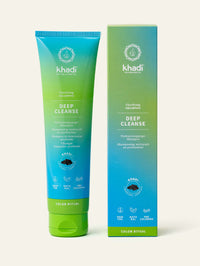 Packaging of deep cleanse natural shampoo by khadi