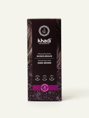 Packaging of Dark Brown plant-based hair color for US by khadi