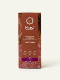Image of Light Brown plant-based hair color packaging, front view by khadi
