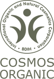 Image of "COSMOS Organic" icon, certifying khadi organic care products