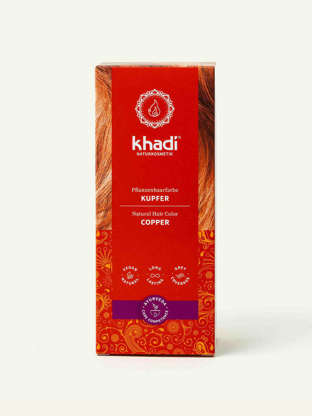 Image of Copper plant-based hair color packaging DE-US by khadi