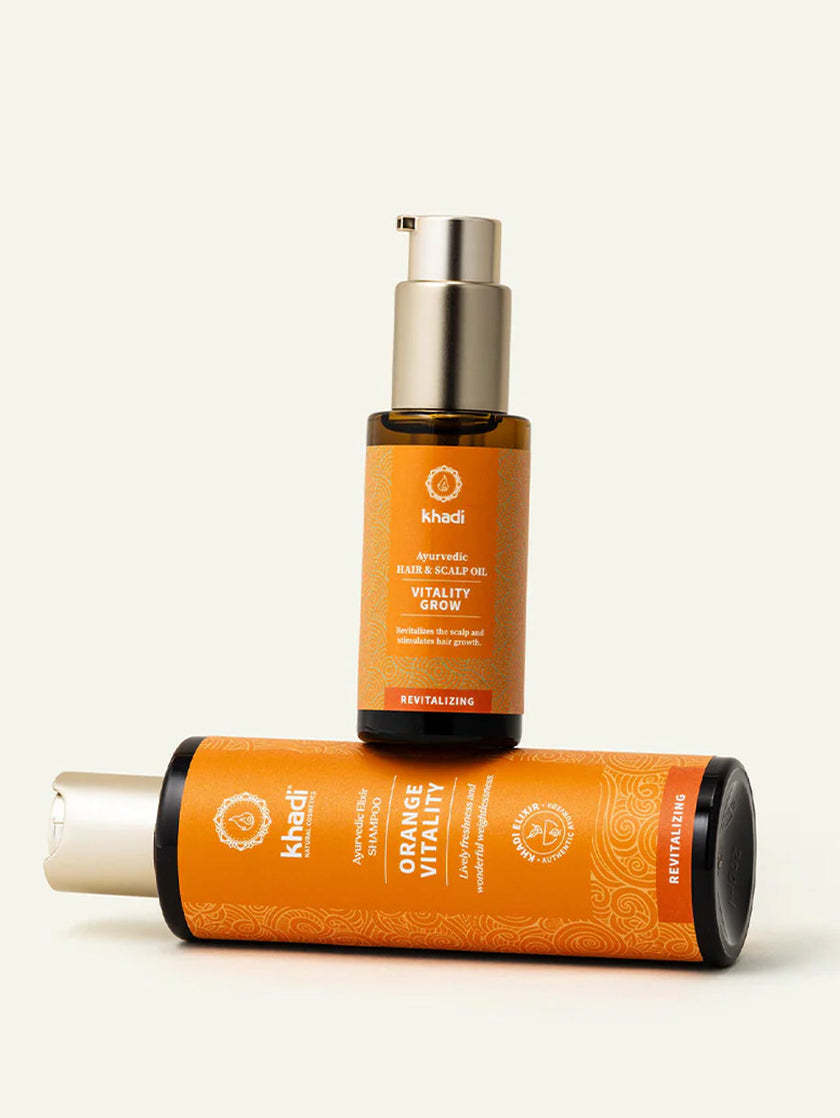 Image of Let-it-Grow Set with Orange Vitality Shampoo and Hair Oil by khadi