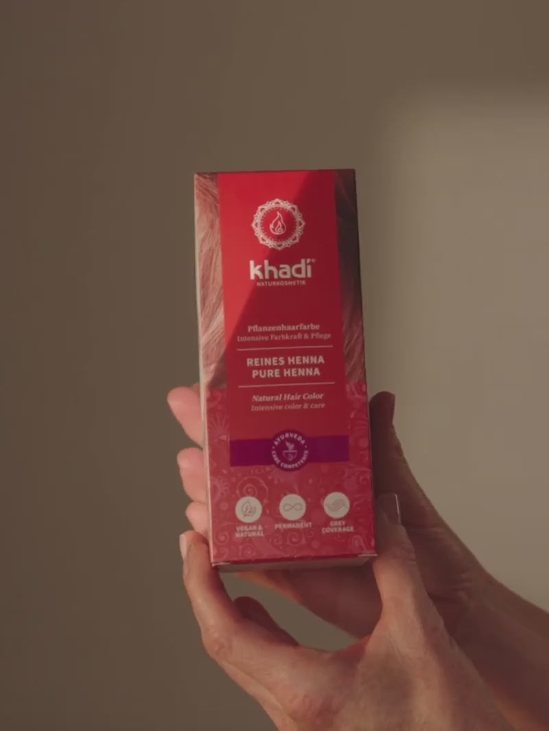 Video of khadi Pure Henna plant-based hair color