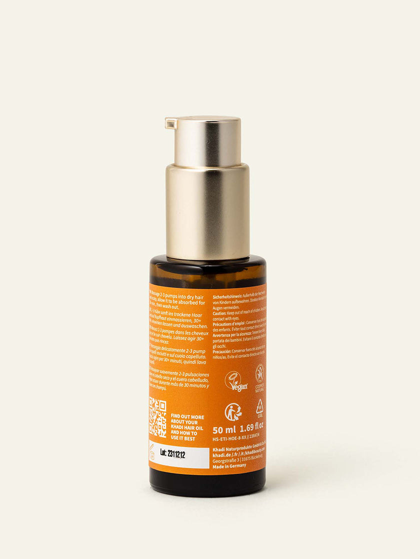 Image of the back of the Vitality Grow Hair & Scalp Oil packaging