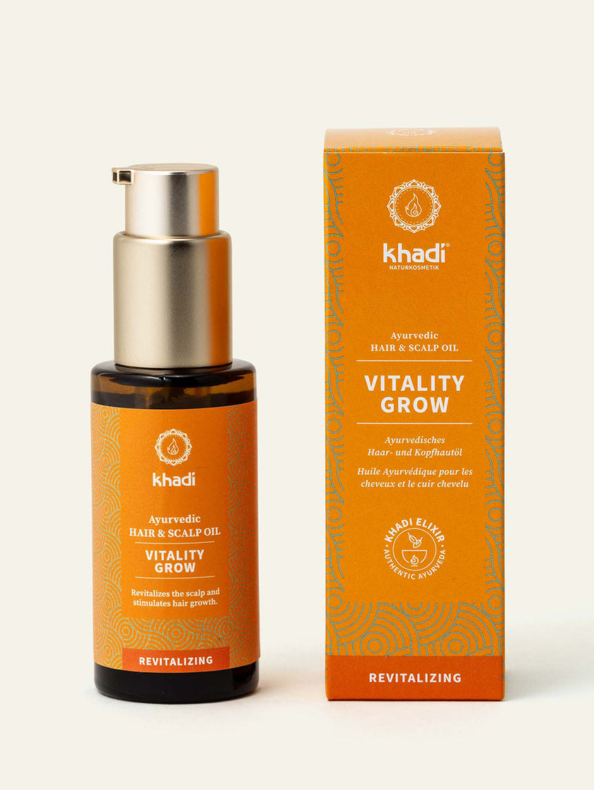 Image of the Vitality Grow Hair & Scalp Oil packaging